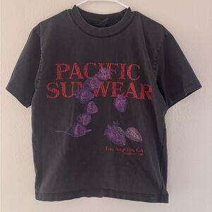 Pacific Sunwear Black Tee with Red and Purple Graphic